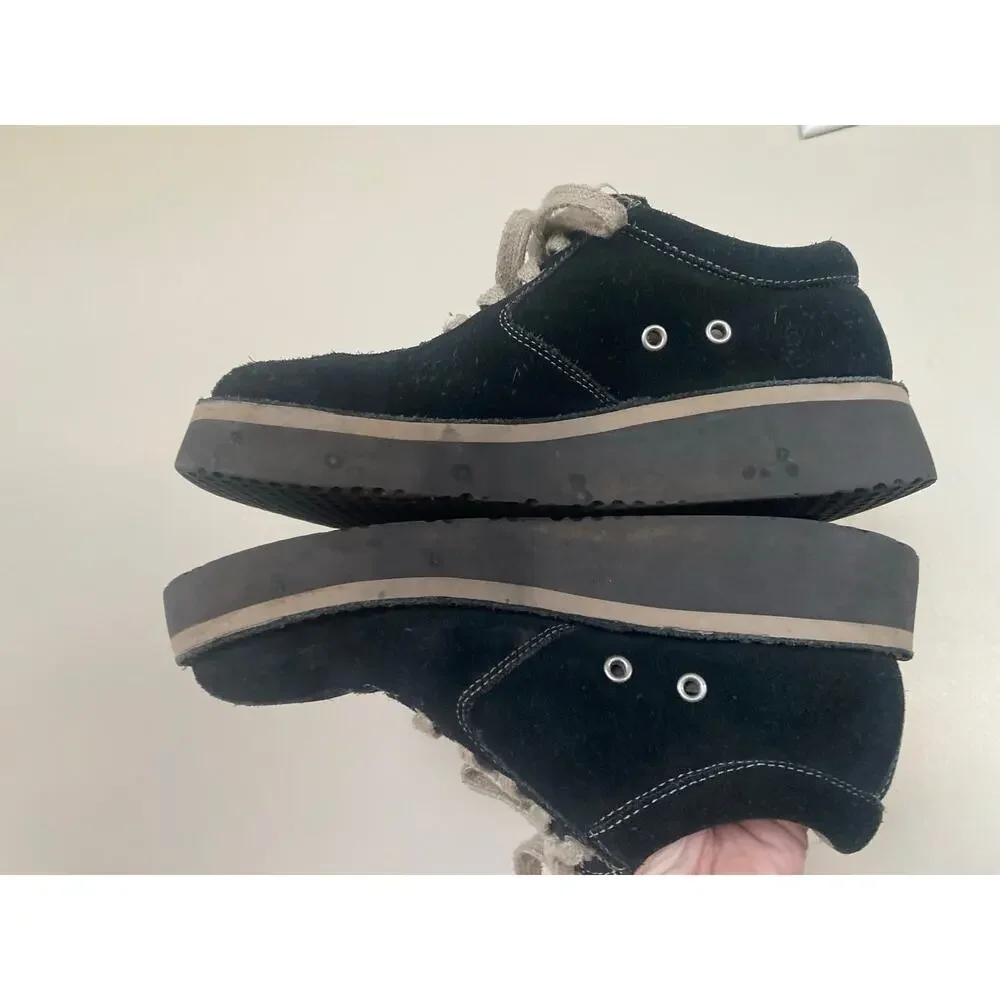 Rare Y2K Goth Punk Grunge Black Suede Leather Lace Up Platforms Bass 8.5 Unisex?